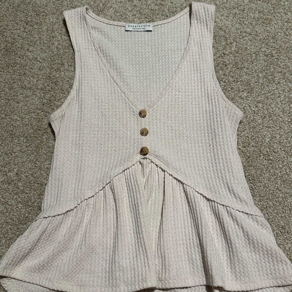 Paper Crane Cream Textured Tank Top
